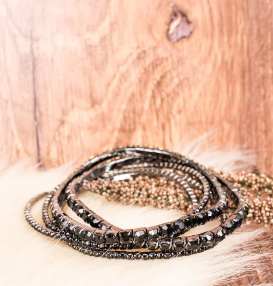 Black Tennis Bracelet Set