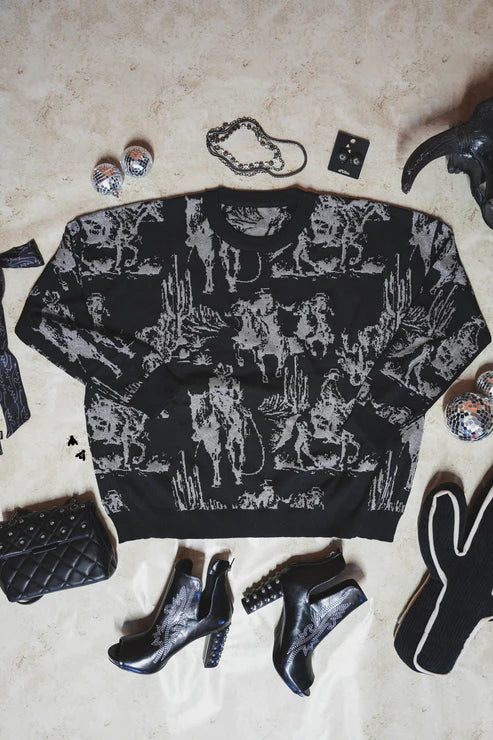 Long Sleeve Sweater: Rhinestone Cowboy (Reversible)