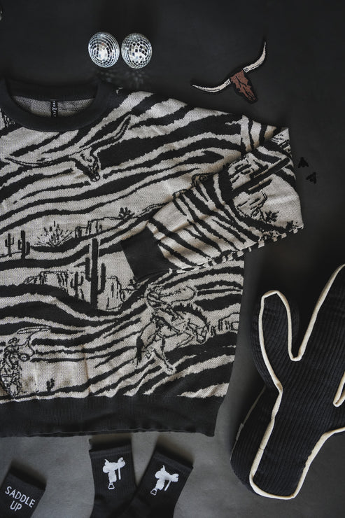 Long Sleeve Sweater: Wild West Zoo