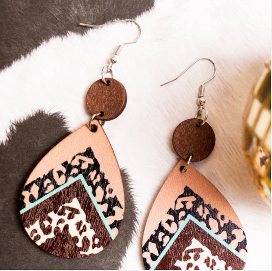 Tallulah Teardrop Wood Earrings
