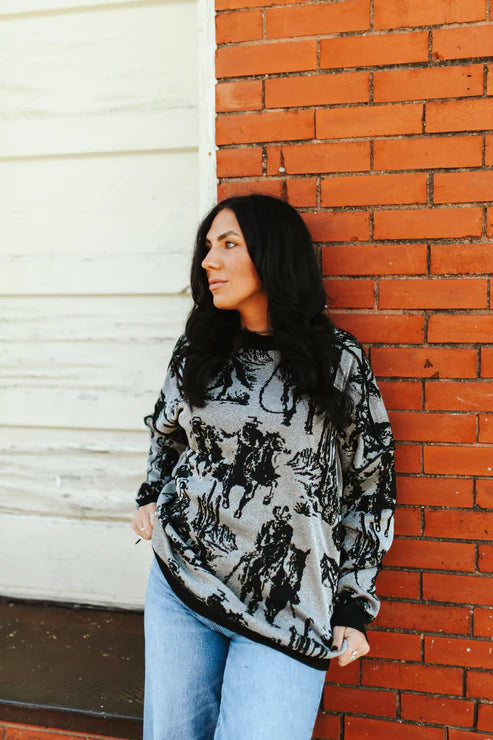 Long Sleeve Sweater: Rhinestone Cowboy (Reversible)