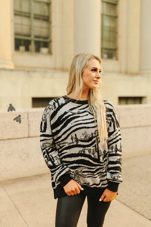 Long Sleeve Sweater: Wild West Zoo
